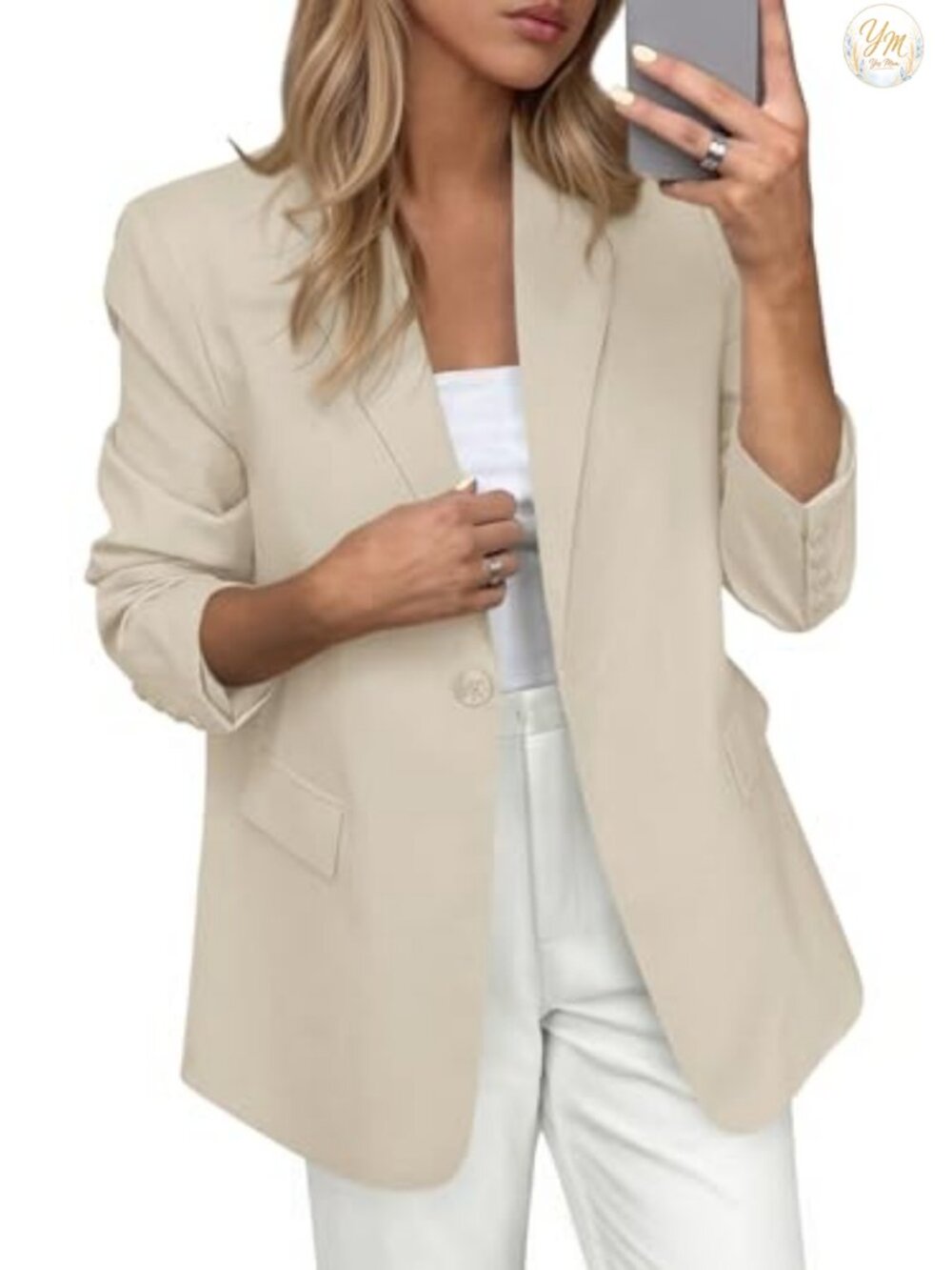 Womens Business Casual Blazer with Pockets Long Sleeve Open Front Suit Jacket